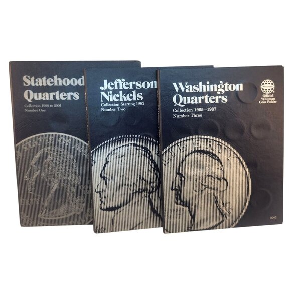 Whitman Coin Folders Statehood Quarters Jefferson Nickels & Washington Quarters - Picture 1 of 9